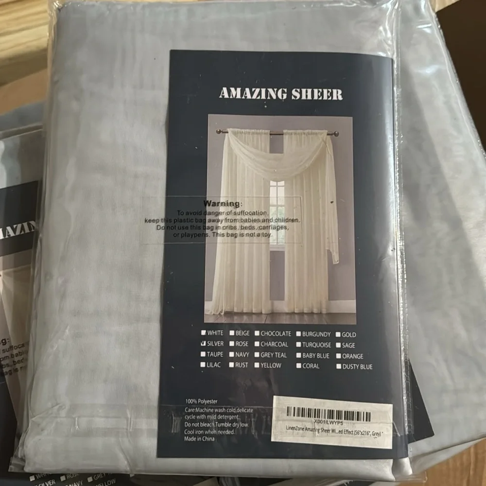 Amazing sheer silver window scarf